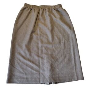 Vintage Alfred Dunner Houndstooth Midi Skirt Elastic Waist Size 16 Made in USA
